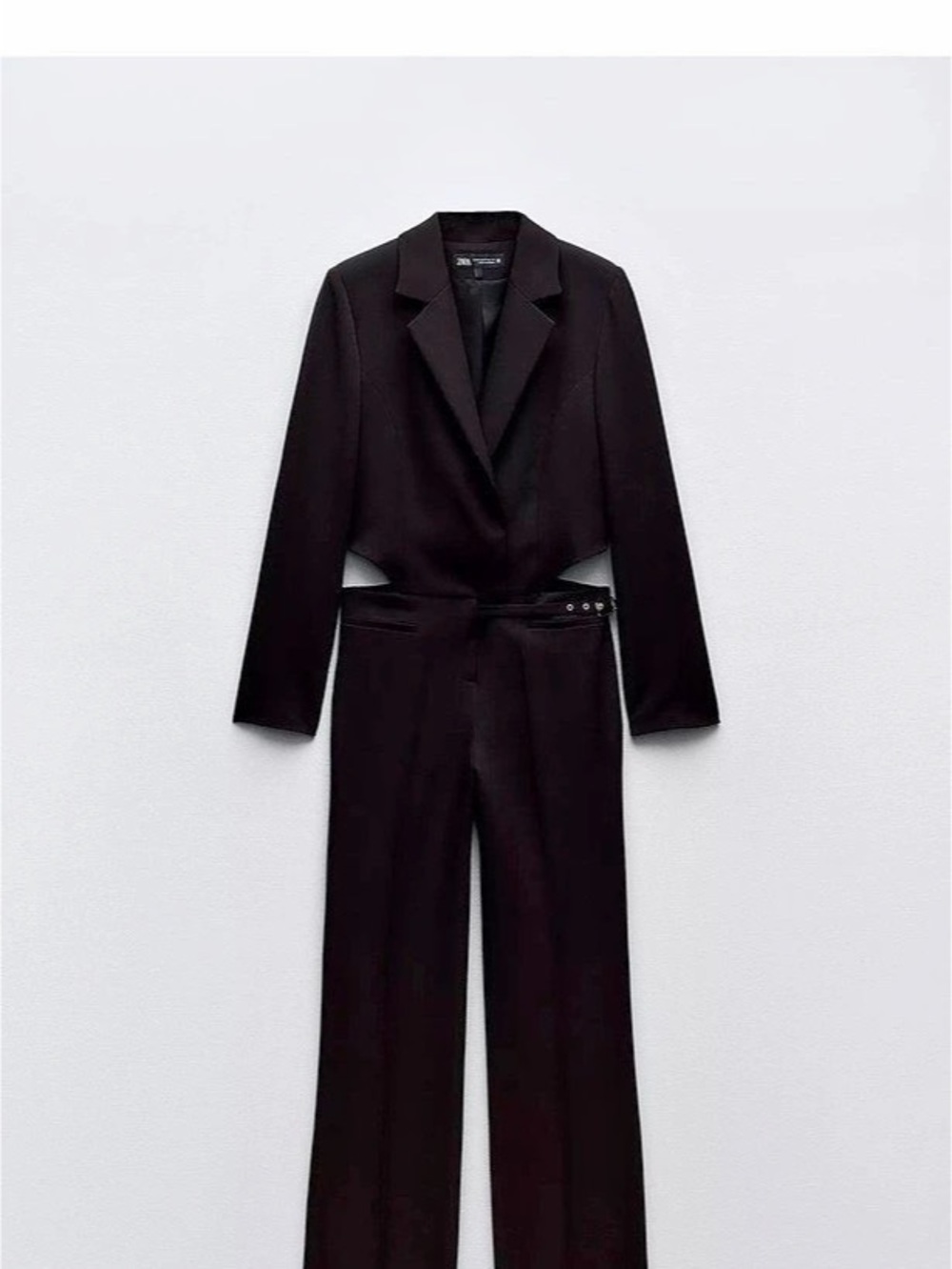 Zara Cut Out Jumpsuit Blazer with Side Buckles Black